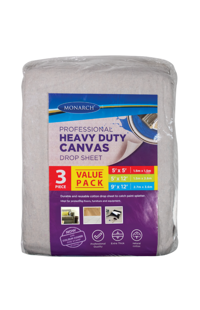 Heavy Duty Canvas Drop Sheet - 3PK