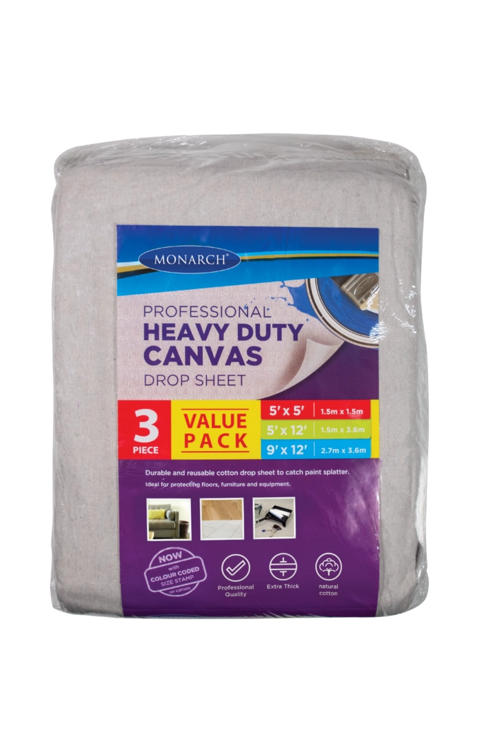 Heavy Duty Canvas Drop Sheet - 3PK