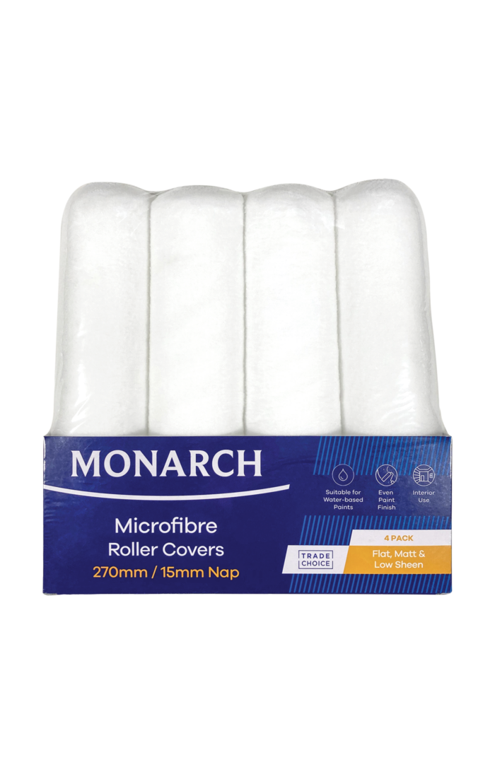 MONARCH Roller Cover 270mm/15mm Nap Microfibre 4PK