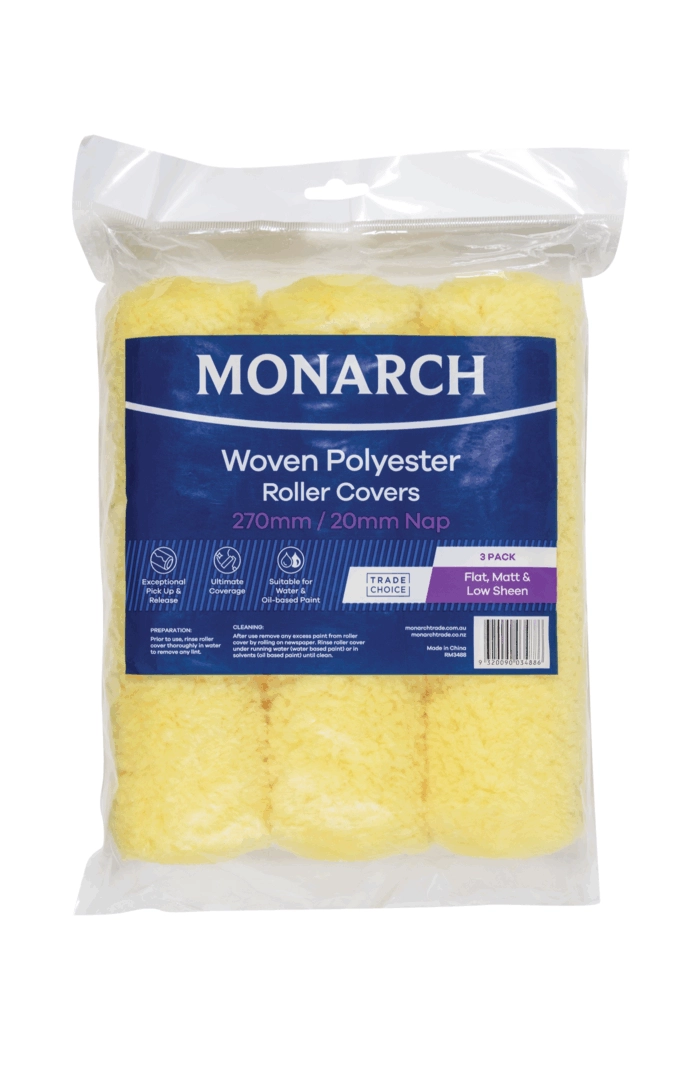 MONARCH Woven Polyester Roller Cover 270mm/20mm Nap VALUE 3 PACK