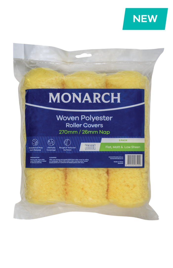 MONARCH Woven Polyester Roller Cover 270mm/26mm Nap VALUE 3 PACK