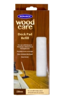 MONARCH Woodcare Deck Pad Applicator - Refill The Monarch Woodcare Deck Pad Applicator is the perfect tool for applying stains and varnishes to your deck. The deck pad has been designed to provide a smooth, even finish. The adjustable handle and pole adaptor allow the deck pad applicator to be used in any angle or height. Available in 230mm to get the job done faster.