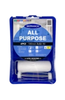 MONARCH All Purpose Roller Kits - 4PCE The Monarch All Purpose Roller Kits range features a premium quality, ultra microfibre 9mm nap roller cover. The ultimate all-rounder, the kits are ideal for painting all interior surfaces and will provide a quality smooth and even paint finish. Each kit includes: 1 x Ultra Microfibre Roller Cover - 9mm nap 1 x Soft Grip Roller Frame 1 x Roller Tray 1 x Tray Liner
