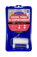 MONARCH Doors, Trims & Cupboards Roller Kit - 3PCE The Monarch Doors, Trims & Cupboards Roller Kits features a premium quality, ultra microfibre 4mm nap roller cover. This is the perfect roller cover when you're wanting to achieve a gloss or semi-gloss effect on doors, trims or cupboards, while also providing a super smooth and even paint finish. Kit includes: 1 x 130mm Ultra Microfibre Roller Cover - 4mm nap 1 x 130mm Soft Grip Roller Frame 1 x 160mm Roller Tray