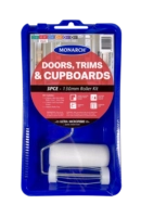 MONARCH Doors, Trims & Cupboards Roller Kit - 3PCE The Monarch Doors, Trims & Cupboards Roller Kits features a premium quality, ultra microfibre 4mm nap roller cover. This is the perfect roller cover when you're wanting to achieve a gloss or semi-gloss effect on doors, trims or cupboards, while also providing a super smooth and even paint finish. Kit includes: 1 x 130mm Ultra Microfibre Roller Cover - 4mm nap 1 x 130mm Soft Grip Roller Frame 1 x 160mm Roller Tray