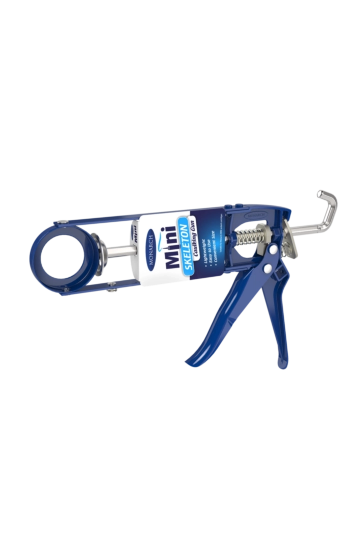 MONARCH Mini Mini Skeleton Caulking Gun The Monarch Mini Skeleton caulking gun is a smaller size caulking gun matched to the range of Monarch Mini sealant cartridges. This compact design provides easier access to tight spaces where conventional size guns find difficult. Featuring an inbuilt cartridge opener, the mini caulking gun can open a cartridge safely without using a knife for quick & easy use.
