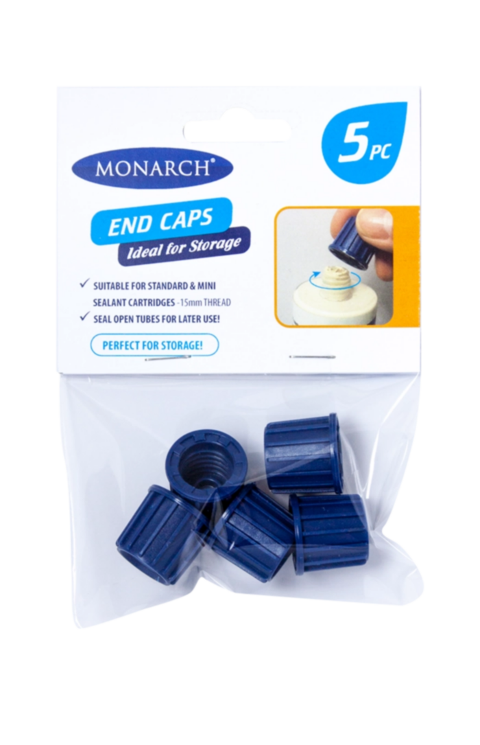 MONARCH End Cap - 5PK Monarch Cartridge Caps provide an easy solution for storing unused silicone or adhesive. Simply remove the nozzle from your cartridge after completing the job & replace with the Monarch cartridge cap. Your silicone or adhesive will be ready to use next time.