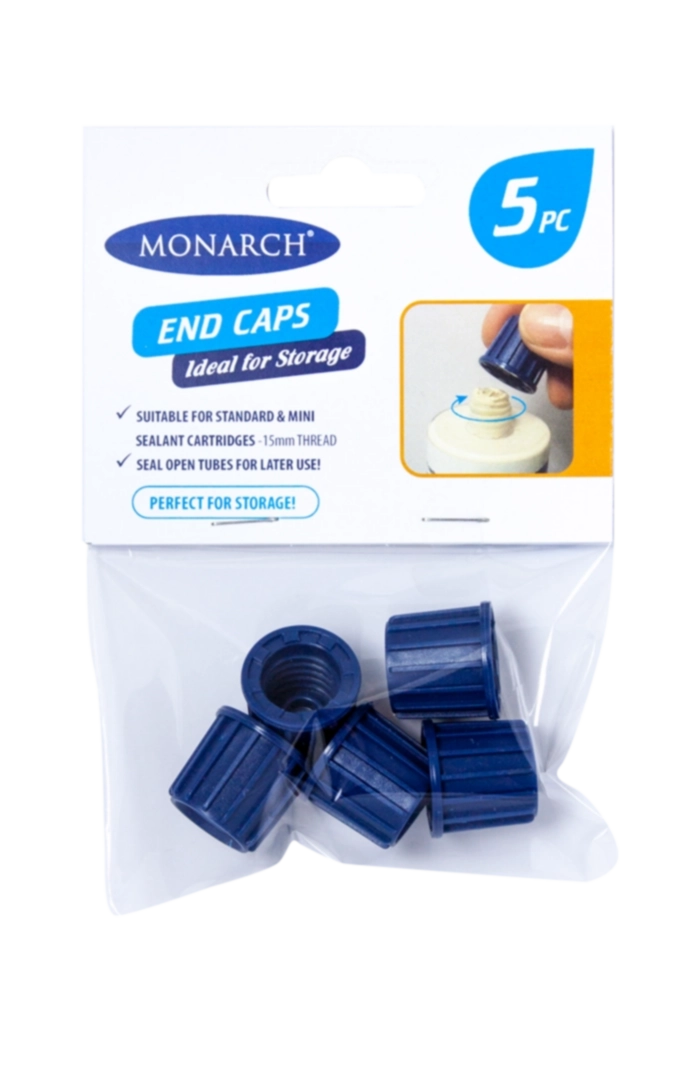 MONARCH End Cap - 5PK Monarch Cartridge Caps provide an easy solution for storing unused silicone or adhesive. Simply remove the nozzle from your cartridge after completing the job & replace with the Monarch cartridge cap. Your silicone or adhesive will be ready to use next time.