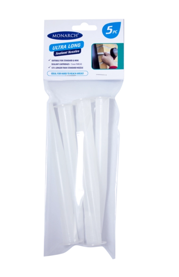 MONARCH Ultra Long Sealant Nozzle - 5PK Monarch Ultra Long Nozzles provide an ideal solution for hard to reach areas when using sealant on your project.
