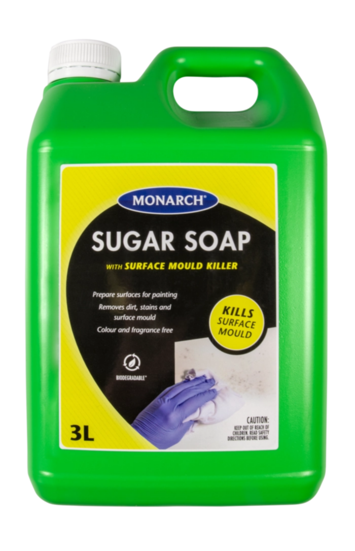 MONARCH Sugar Soap with Surface Mould Killer Monarch sugar soap with surface mould killer is ideal for preparing surfaces for painting, particularly those that are prone to damp, mould or mildew. Use neat for tough stains or diluted with an equal amount of water for general purpose cleaning and surface mould removal.