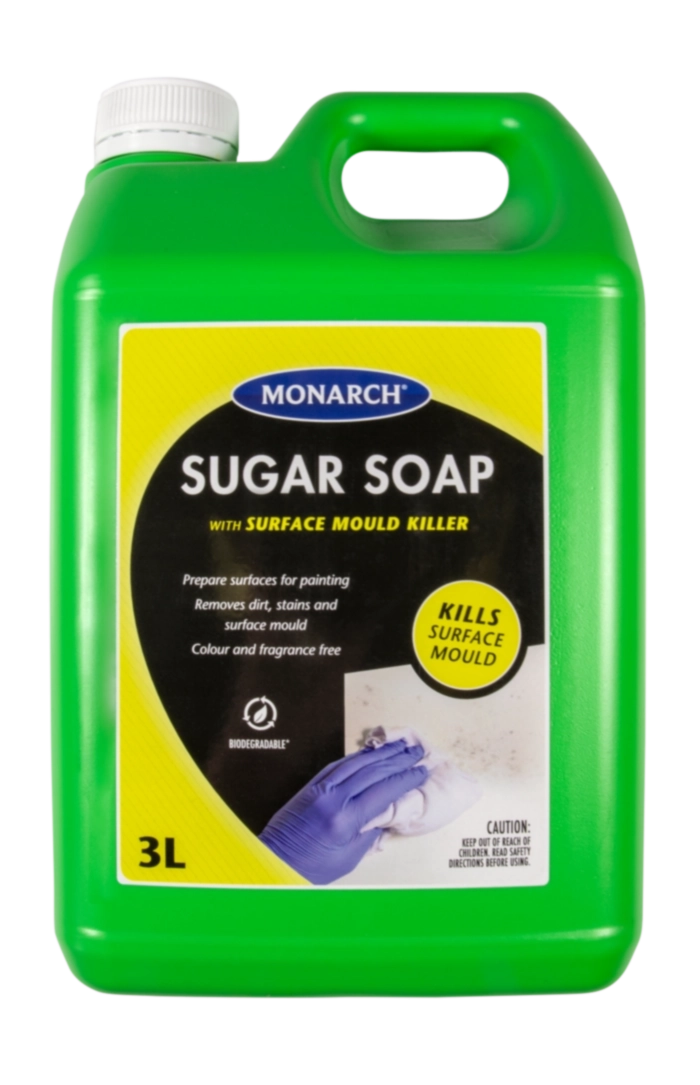 MONARCH Sugar Soap with Surface Mould Killer Monarch sugar soap with surface mould killer is ideal for preparing surfaces for painting, particularly those that are prone to damp, mould or mildew. Use neat for tough stains or diluted with an equal amount of water for general purpose cleaning and surface mould removal.
