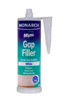 MONARCH Mini Mini Gap Filler - White The Monarch Mini Gap Filler is a flexible, multi-purpose acrylic gap filler designed to fill and prepare surfaces prior to painting. Our unique shaped cartridge is compatible with the Monarch Mini Compact Caulking Gun, allowing you to access those tight spaces where traditional caulking guns cannot. It is perfect for small projects where a full-size cartridge is not required, resulting in less waste.