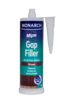 MONARCH Mini Mini Gap Filler – Brown The Monarch Mini Gap Filler is a flexible, multi-purpose acrylic sealant designed to fill small gaps and joins where colour matching is required. Our unique shaped cartridge is compatible with the Monarch Mini Compact Caulking Gun, allowing you to access those tight spaces where traditional caulking guns cannot. It is perfect for small projects where a full-size cartridge is not required, resulting in less waste. Available in black, brown and cream.