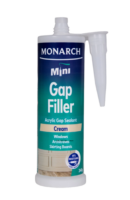 MONARCH Mini Mini Gap Filler – Cream The Monarch Mini Gap Filler is a flexible, multi-purpose acrylic sealant designed to fill small gaps and joins where colour matching is required. Our unique shaped cartridge is compatible with the Monarch Mini Compact Caulking Gun, allowing you to access those tight spaces where traditional caulking guns cannot. It is perfect for small projects where a full-size cartridge is not required, resulting in less waste. Available in black, brown and cream.